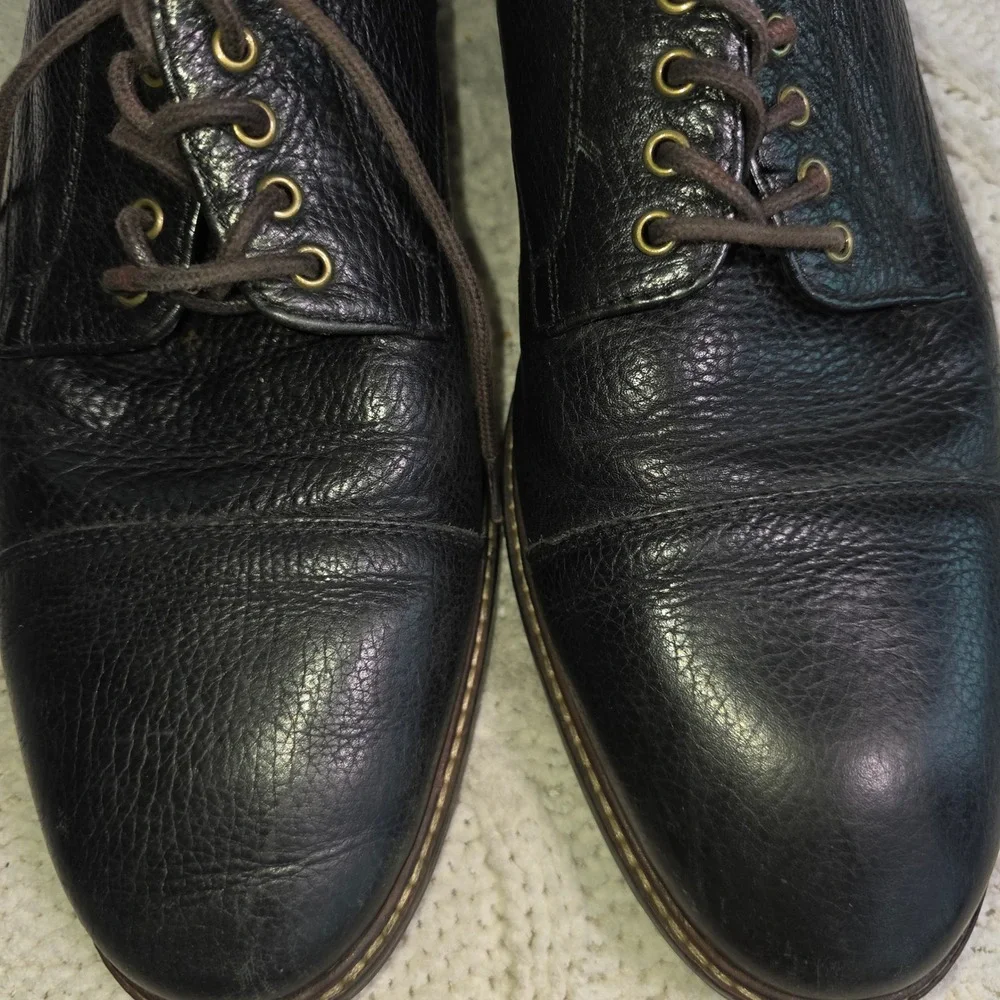 Cole Haan Williams Cap Toe Oxford Black Pebbled Soft Leather Mens 10M
